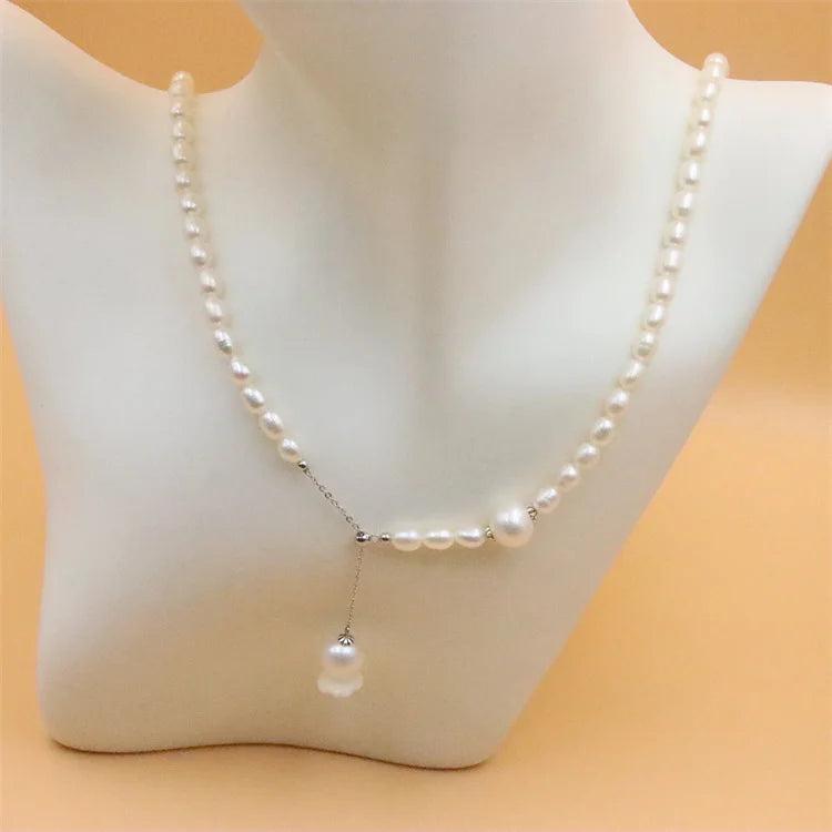 925 Silver Pearl Necklace for Women Wedding