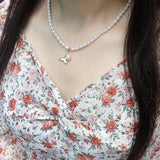5-6mm Freshwater Rice Pearl Necklace Clavicle Decor Fashionable