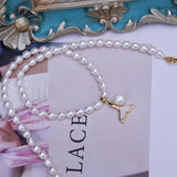 5-6mm Freshwater Rice Pearl Necklace Clavicle Decor Fashionable