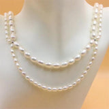 925 Silver Pearl Necklace Double Chain Gift For Women