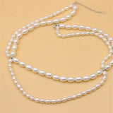 925 Silver Pearl Necklace Double Chain Gift For Women