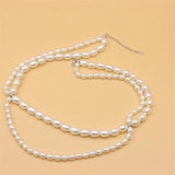 925 Silver Pearl Necklace Double Chain Gift For Women