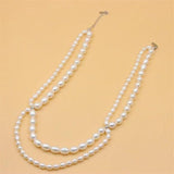 925 Silver Pearl Necklace Double Chain Gift For Women