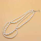 925 Silver Pearl Necklace Double Chain Gift For Women