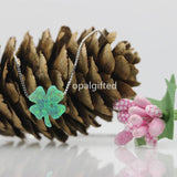 Green Flower Clover Opal Pendant Silver 925 Jewelry