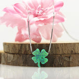 Green Flower Clover Opal Pendant Silver 925 Jewelry