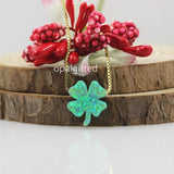 Green Flower Clover Opal Pendant Silver 925 Jewelry