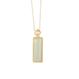 ZFSILVER S925 Sterling Silver Hetian Jade Rectangle Necklace for Women