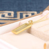 ZFSILVER S925 Sterling Silver Hetian Jade Rectangle Necklace for Women