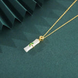ZFSILVER S925 Sterling Silver Hetian Jade Bamboo Knot Leaf Necklaces