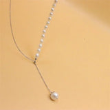 925 Silver Pearl Necklace Adjustable Chain Wedding Gift