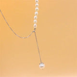 925 Silver Pearl Necklace Adjustable Chain Wedding Gift