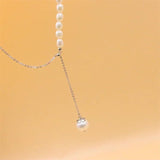925 Silver Pearl Necklace Adjustable Chain Wedding Gift