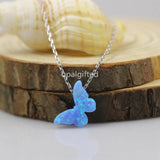 Lab Opal Butterfly Pendant Necklace for Lady Wedding