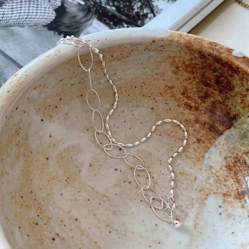 925 Silver Olive Bead Clavicle Necklace for Women