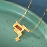 925 Sterling Silver Hetian Jade Rectangle Square Necklace Wedding Gift