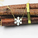13mm Synthetic Opal OP17 Snowflake 925 Silver Box Chain Necklace