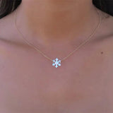 13mm Synthetic Opal OP17 Snowflake 925 Silver Box Chain Necklace