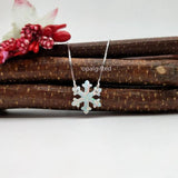 13mm Synthetic Opal OP17 Snowflake 925 Silver Box Chain Necklace