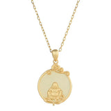 S925 Sterling Silver Hetian Jade Tassel Lucky Buddha Necklace