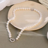 925 Silver Love Pearl Necklace Cupid's Arrow Pendant