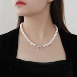 925 Silver Love Pearl Necklace Cupid's Arrow Pendant