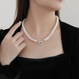 925 Silver Love Pearl Necklace Cupid's Arrow Pendant