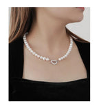 925 Silver Love Pearl Necklace Cupid's Arrow Pendant