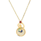 925 Silver South Red Agate Hetian Jade Enamel Necklace