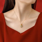 925 Silver South Red Agate Hetian Jade Enamel Necklace