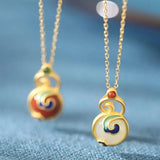 925 Silver South Red Agate Hetian Jade Enamel Necklace