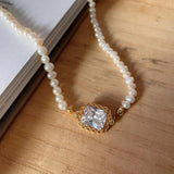925 Silver CZ Zircon Pendant Necklace Boho Choker For Women