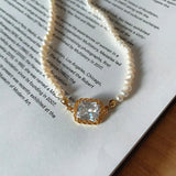 925 Silver CZ Zircon Pendant Necklace Boho Choker For Women