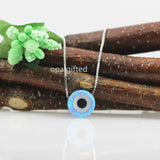 Fire Dark Synthetic Evil Eyes Opal Necklace 925 Sterling Silver Jewelry