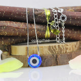 Fire Dark Synthetic Evil Eyes Opal Necklace 925 Sterling Silver Jewelry