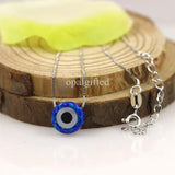 Fire Dark Synthetic Evil Eyes Opal Necklace 925 Sterling Silver Jewelry