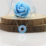 Fire Dark Synthetic Evil Eyes Opal Necklace 925 Sterling Silver Jewelry
