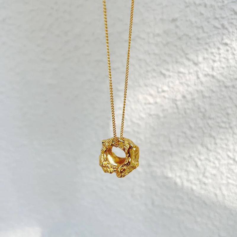 925 Silver Circle Necklace Minimalist Boho Collar
