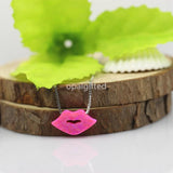 15*8mm Lab OP55 Red Lips Opal Necklace with 925 Silver Box Chain