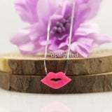 15*8mm Lab OP55 Red Lips Opal Necklace with 925 Silver Box Chain