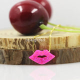 15*8mm Lab OP55 Red Lips Opal Necklace with 925 Silver Box Chain