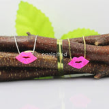 15*8mm Lab OP55 Red Lips Opal Necklace with 925 Silver Box Chain
