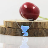 Koala Shape Gem Op06 Synthetic Opal Necklaces 925 Silver Necklace