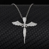 925 Silver Angel Wing Cross Necklace with Zirconia