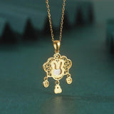 ZFSILVER S925 Sterling Silver Money Lock Shell Rabbit Necklaces