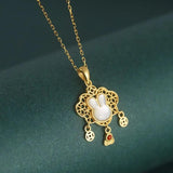 ZFSILVER S925 Sterling Silver Money Lock Shell Rabbit Necklaces