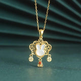 ZFSILVER S925 Sterling Silver Money Lock Shell Rabbit Necklaces