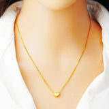 18k Peach Heart Pendant for Women Bride Wedding Chain Fine Jewelry