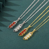 925 Silver Red Agate Hetian Jade Necklace For Women