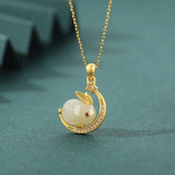 S925 Silver Hetian Jade Moon Rabbit Necklace Women Wedding Charm